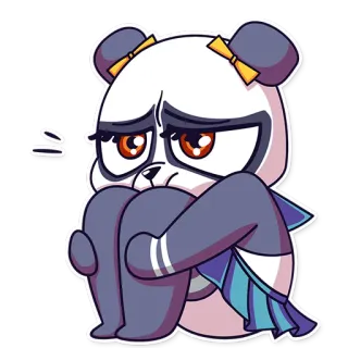 😔 Панда, Мультфильм, Грустный, Животное, Милый, Каваи, Стикер whatsapp sticker