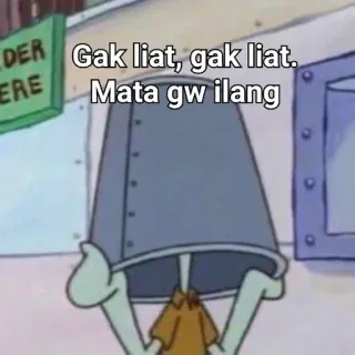 🌟 Squidward Tentacles SpongeBob SquarePants Gak liat, gak liat. Mata gw ilang calamard, bob l'éponge, drôle, dessin animé, mème, seau, pas vu whatsapp sticker