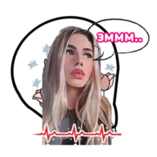 🤔 ЭМММ.. женщина, блондинка, портрет, выражение, эмоции, русская telegram sticker