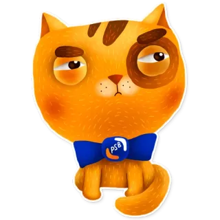 😒 PSB Katze, Cartoon, Aufkleber, Fliege, Orange, PSB whatsapp sticker