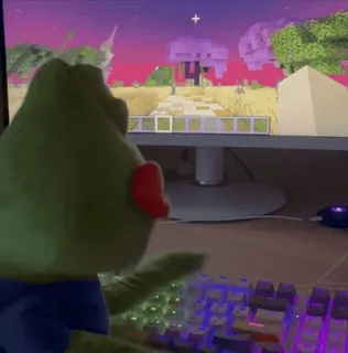 🎲 Kermit Kermit o Sapo, Fantoche, Minecraft, Gaming, Teclado, Computador, Video game whatsapp sticker