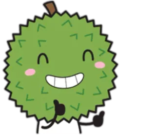 👍 Durian, Owoc, Kawaii, Kreskówka, Kciuk w górę, Słodki telegram sticker