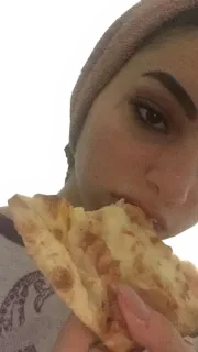 🍕 woman, eating, food, selfie, portrait, human telegram sticker