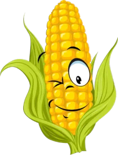 😉 mais, cibo, verdura, cartone animato, carino, occhiolino whatsapp sticker
