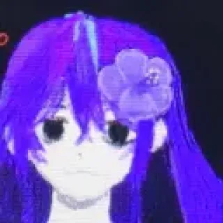 🌺 Anime, Dibujos animados, Chica, Flor, Morado, Ilustración, Arte digital telegram sticker