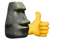 🗿 โมไอ, หิน, ยกนิ้วโป้ง, อีโมจิ, เกาะอีสเตอร์, อนุมัติ telegram sticker