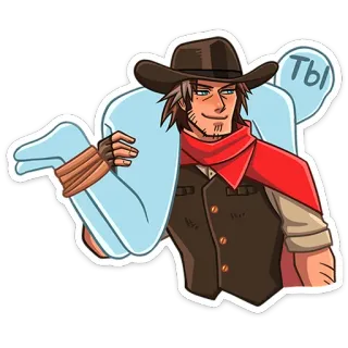 ⭐ ТЫ Kreskówka, Mężczyzna, Kowboj, Western, Kapelusz, Rosyjski telegram sticker
