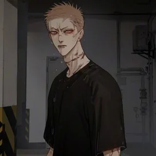🦊 personaje, anime, cicatrices, sangre, masculino telegram sticker