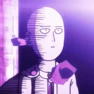 😐 Saitama One-Punch Man Сайтама, Ванпанчмен, аниме, герой, лысый, серьезный, манга, борьба telegram sticker