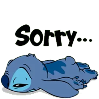 😔 Stitch Sorry... Cartoon, Entschuldigung, Entschuldigung, Niedlich, Blau telegram sticker