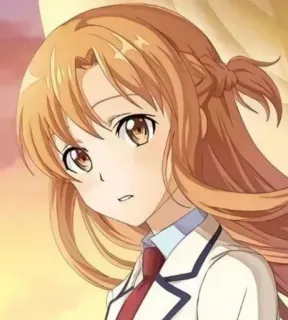 😍 Asuna Yuuki Sword Art Online Anime, Mädchen, Schuluniform, lange Haare, Illustration whatsapp sticker