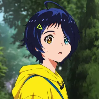🥚 Ai Ohto Wonder Egg Priority アニメ, キャラクター, 女の子, 黄色いパーカー telegram sticker