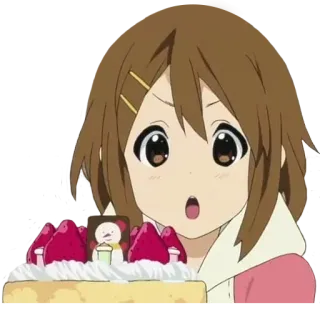 🎂 Yui Hirasawa K-On! Anime, Gâteau, Personnage, Mignon, K-On !, Yui Hirasawa whatsapp sticker