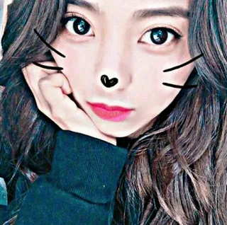 🌑 kobieta, dziewczyna, wąsy kota, uroda, selfie, portret telegram sticker
