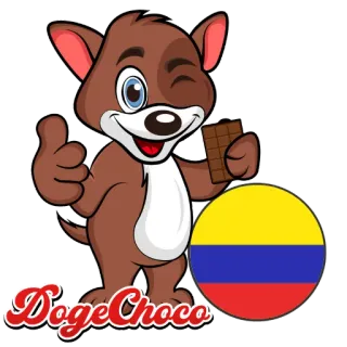 🇨🇴 DogeChoco pies, czekolada, kolumbia, kreskówka, maskotka telegram sticker