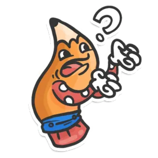 😲 matita, cartone animato, domanda, pensare, istruzione, disegno whatsapp sticker