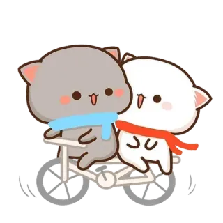 🚲 고양이, 자전거, 목도리, 귀여운, 카와이, 만화 telegram sticker