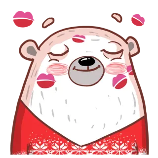 😽 orso, bacio, carino, animale, adesivo, cartone animato, inverno whatsapp sticker