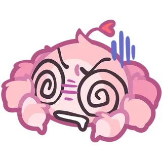😵‍💫 만화, 일러스트, 혼란스러움, 어지러움, 분홍색, 캐릭터, 나선, 표정 telegram sticker