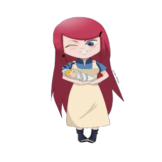 😍 Kushina Uzumaki Naruto Anime, Desenho animado, Kushina, Uzumaki, Naruto, Fofo, Chibi whatsapp sticker