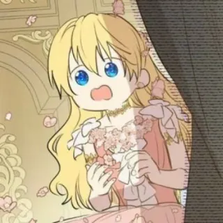 👑 animé, fille, blonde, surpris, dessin animé telegram sticker