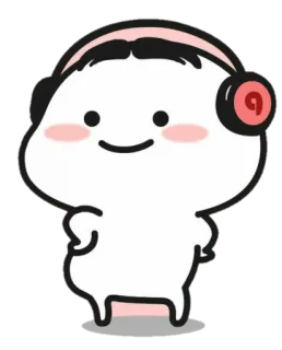 🍡 Desenho animado, Fofo, Fones de ouvido, Personagem, Adesivo telegram sticker