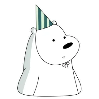 🥳 Ice Bear We Bare Bears dibujos animados, oso, Oso Polar, gorro de fiesta telegram sticker