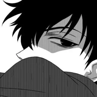 😡 anime, manga, person, face, monochrome, black and white telegram sticker