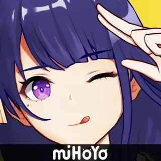 😉 miHoYo anime, kreskówka, fioletowe włosy, słodkie, dziewczyna telegram sticker