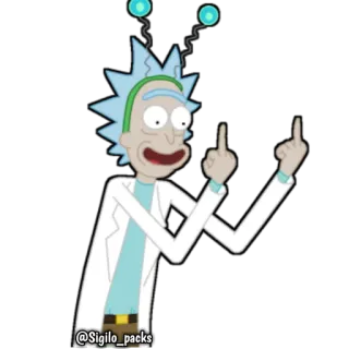 🖕 Rick Sanchez Rick and Morty rick et morty, animé, dessin animé, doigt d'honneur, geste obscène, rick telegram sticker