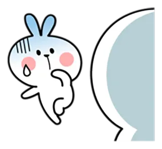 😢 conejo, triste, dibujos animados, lindo, conejito, pegatina whatsapp sticker