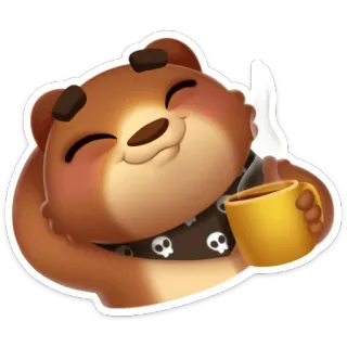 ☕️ медведь, мультфильм, кофе, череп, животное, милый, персонаж whatsapp sticker