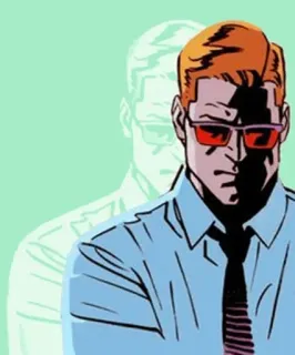 😕 man, red hair, sunglasses, cartoon, illustration telegram sticker