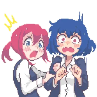 😱 Аниме, Пиксель арт, Удивлен, Шокирован, Мультфильм, Девушки telegram sticker