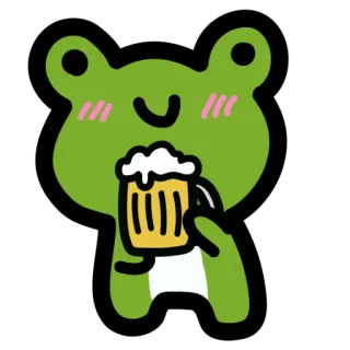 🍺 rã, cerveja, bebendo, desenho animado, animal, fofo, bebida telegram sticker