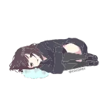 😢 Anime, Liegend, Schlafend, Mädchen, Cartoon telegram sticker