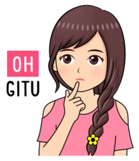😯 OH menina, pensando, mulher, expressão, desenho animado whatsapp sticker