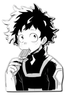 😋 Izuku Midoriya My Hero Academia anime, manga, my hero academia, izuku midoriya, deku, popsicle, eating whatsapp sticker