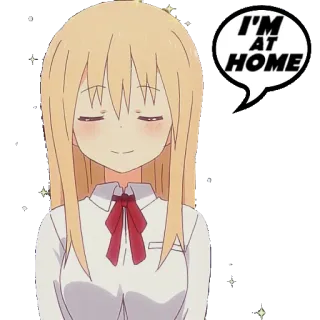 🏠 I'M AT HOME animé, dessin animé, texte, maison, fille whatsapp sticker