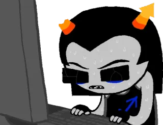 ♐ Terezi Pyrope Homestuck Terezi Pyrope, Homestuck, schwitzend, gestresst, Cartoon whatsapp sticker