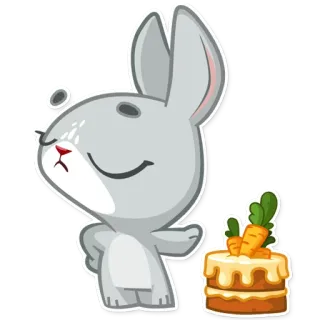 😒 ウサギ, バニー, 動物, ニンジン, ケーキ, デザート, 漫画 telegram sticker