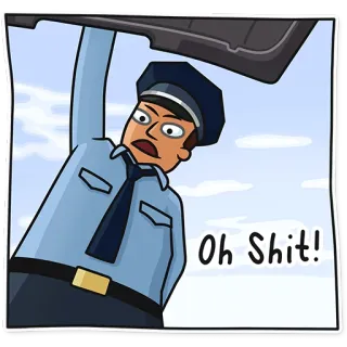 😨 Oh Shit! 警察, 車, 感嘆符, 制服 telegram sticker
