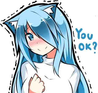 😳 You OK? Anime, Catgirl, Carino, Domanda, Preoccupato whatsapp sticker