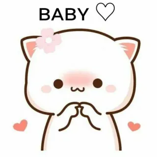 😋 BABY 아기, 귀여운, 카와이, 동물, 고양이, 하트 telegram sticker
