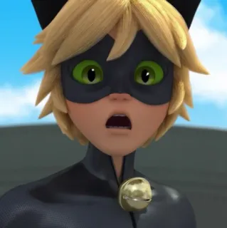 😧 Cat Noir Miraculous: Tales of Ladybug & Cat Noir Cat Noir, Miraculous Ladybug, kartun, anime, superhero, animasi, mata hijau whatsapp sticker