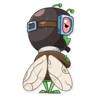 😕 desenho animado, personagem, aviador, piloto, inseto, voando, asas, capacete telegram sticker