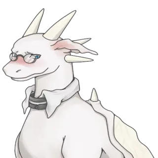 ☺️ มังกร, แว่นตา, ปลอกคอ, สีขาว, มานุษยรูปนิยม telegram sticker