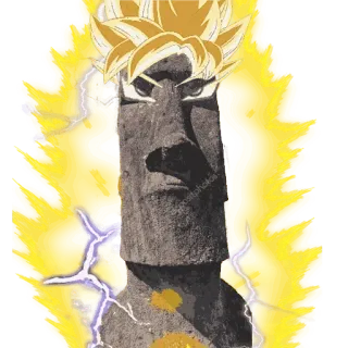 🗿 เกาะอีสเตอร์, โมไอ, รูปปั้น, หิน, อนิเมะ, ผม telegram sticker