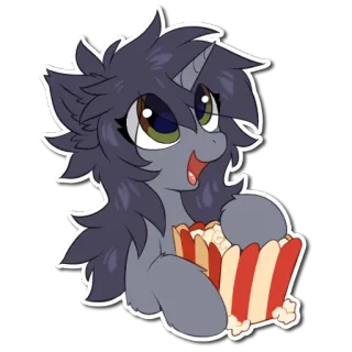 🍿 漫画, ポニー, ポップコーン, 可愛い, 動物 telegram sticker