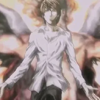 📓 Light Yagami Death Note аниме, death note, лайт, ягами, крылья, бог telegram sticker